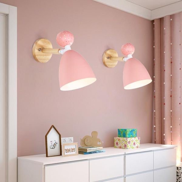 

nordic led wood nicho de parede mirror light wall lamp home deco beside lamp