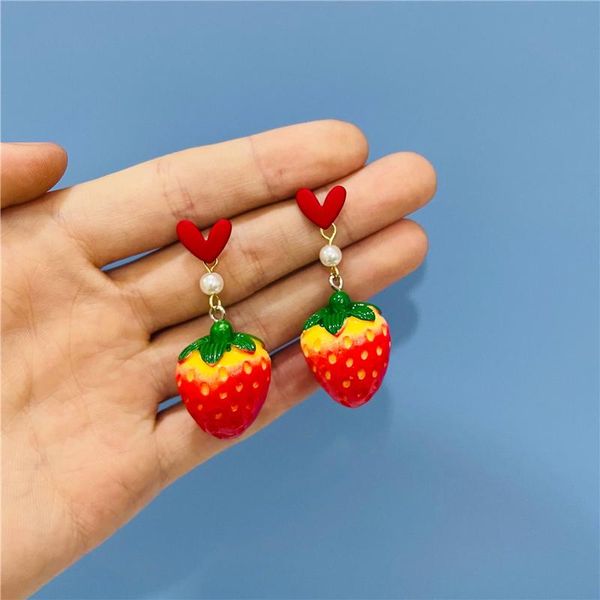 

dangle & chandelier 2021 fashion heart-shaped earrings strawberry fruit for women red jewelry accessories party gift, Silver