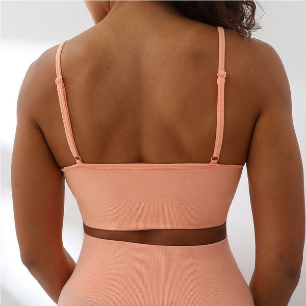 

yoga outfit sports vest breathable women bra running fitness underwear push-up gym solid color workout crop top