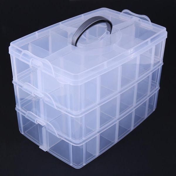 

large size plastic handheld cosmetic jewelry nail art rhinestone drill organizer box manicure diamond storage box multi layer
