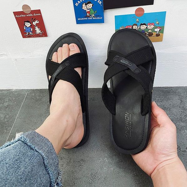 

slippers sandals man summer male sandal outdoor men sandels shoes vietnam beach for gladiator men's rubber mens sandles, Black