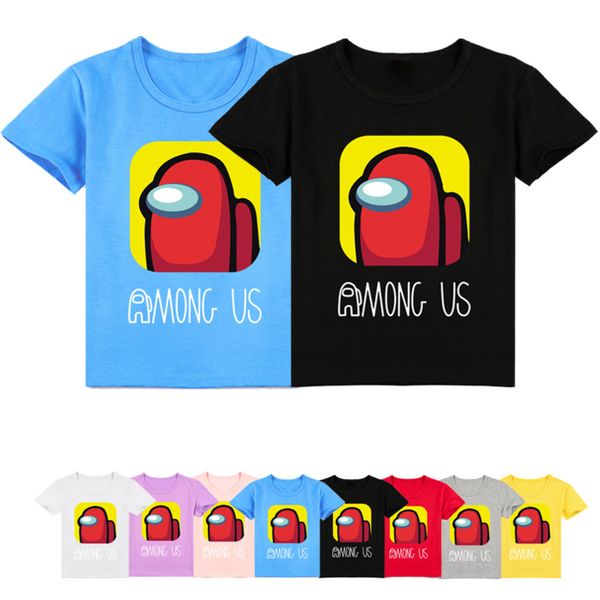 

2021 funny summer video game among us t shirt kids cartoon kawaii tee children clothing boy t-shirt baby girls clothes, Blue