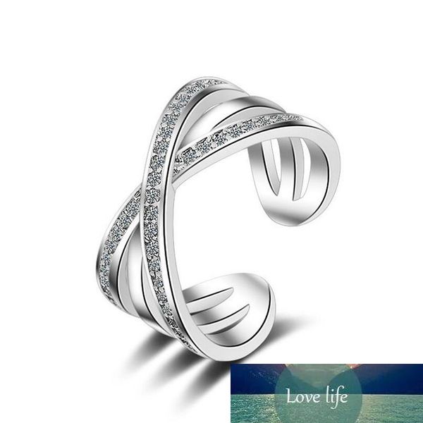 

925 sterling silver multi-layer x cross micro paved cz stone wedding rings for women party gifts dropshipping s-r216