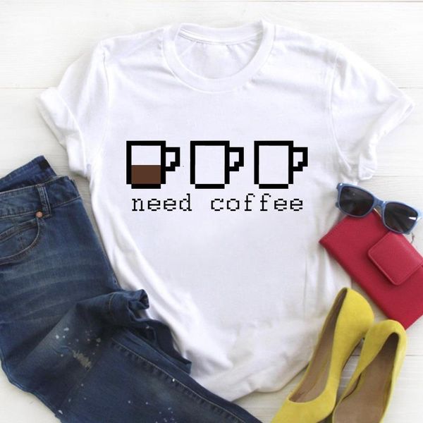 

women cartoon coffee funny love fashion trend cute ladies summer t tee female shirt clothes tshirt womens graphic t-shirt, White