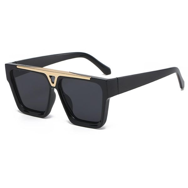 

outdoor eyewear fashion flat roof one-piece men's sunglasses retro luxury oversized square women's su nglasses metal accessories g