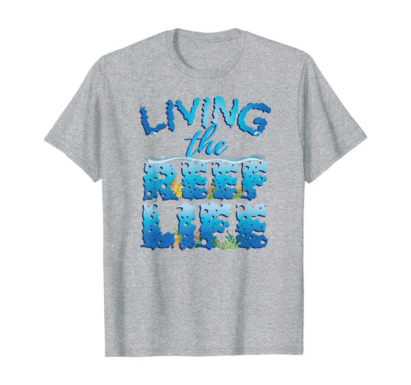 

living the reef life marine biologist coral t-shirt, White;black