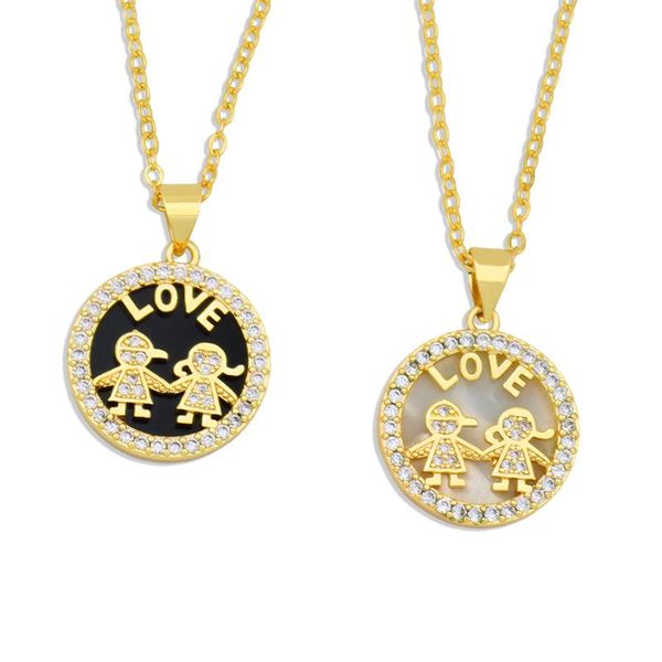 

chains cute romantic boy and girl friend necklace for girls boys family lovers couples necklaces zirconia collier femme, Silver