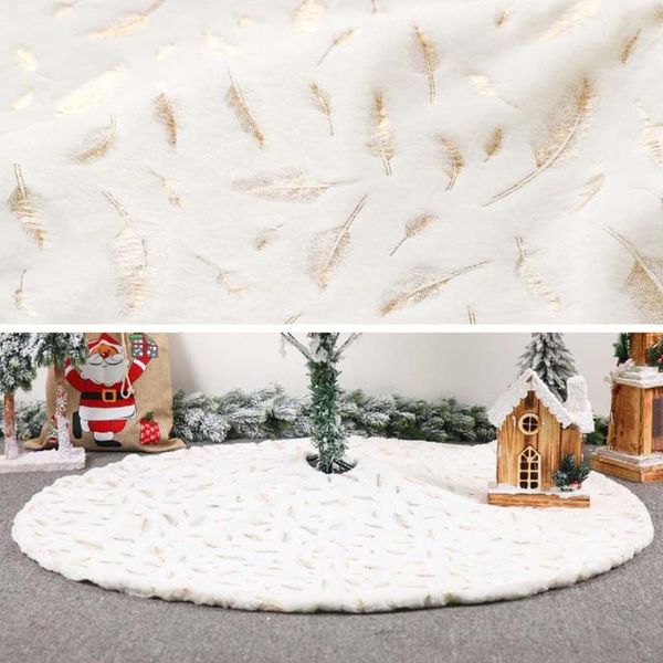 

christmas decorations 90/122cm tree skirt bronzing feather ornament imitation fur floor mat xmas year party decoration