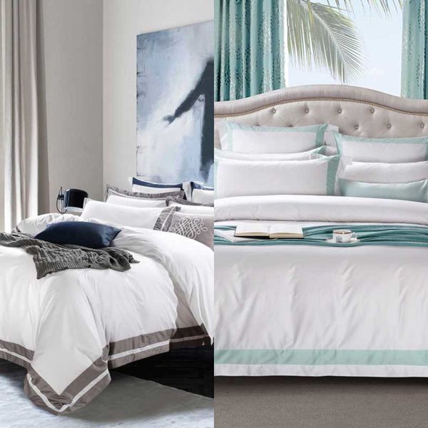 

5-star l white luxury 100% egyptian cotton bedding sets full  king size duvet cover bed/flat fitted sheet set 4/6pcs c0223