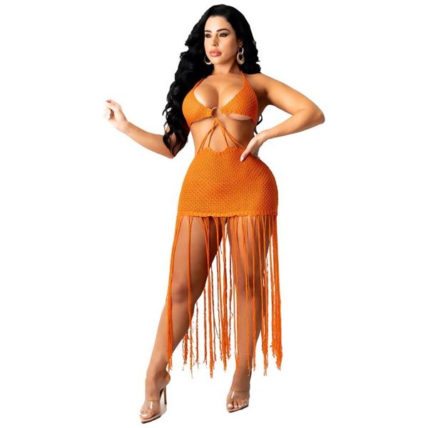 

women's swimwear summer dress knitte tube beach tassel crochet swimsuit cover up vestidos female bathing suit wholesale items, White;black