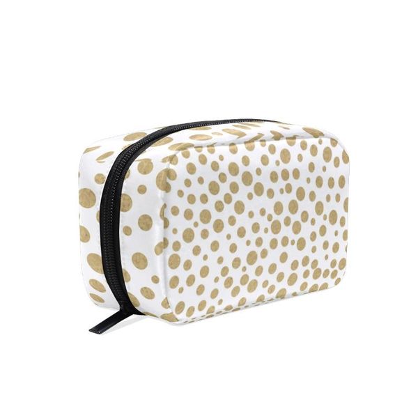 

cosmetic bags & cases fengju makeup bag portable toiletries fashionable square storage for girls lady woman yellow dots
