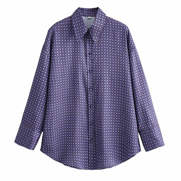 

2021 new fashion women's high-quality simple casual geometric graphic printing loose shirt, White