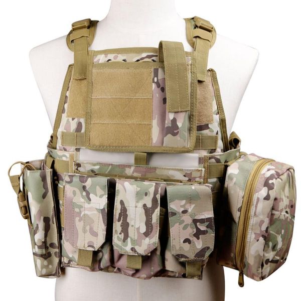 

hunting jackets tactical molle vest body armor military assault plate carrier outdoor army chest rigs cs wargame accessories, Camo;black