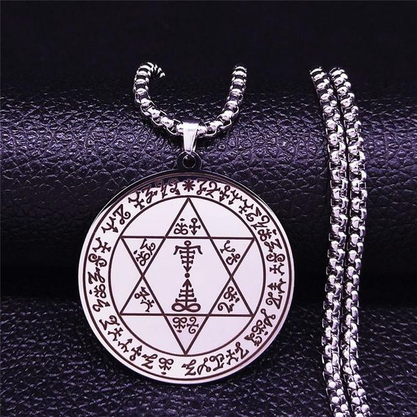 

2021 stainless steel hexagram satan key of solomon pendant necklace jewelry acero inoxidable joyeria mujer nxhs03, Silver