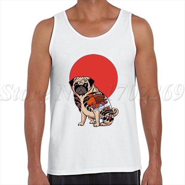 

sales men funny tank yakuza pug printed male vest hipster skull casual bodybuilding singlets, White;black