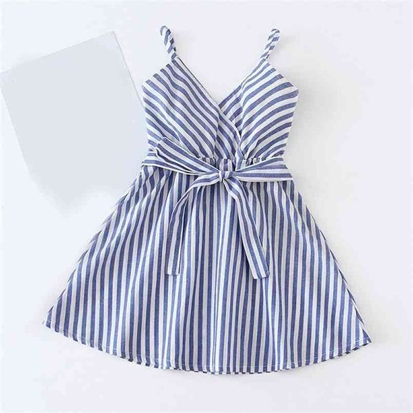 

summer dress kids clothing children's es girl clothes v-neck stripes costume for girls 210528, Red;yellow