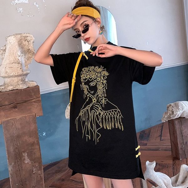 

black modern short cheongsam chinese dress qipao robe vintage femme gothic clothes woman embroidery oriental dress 11356, Red