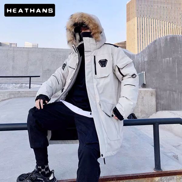 

men's duck down et, warm thick coat, hoodie, white windbreaker, unisex, Black