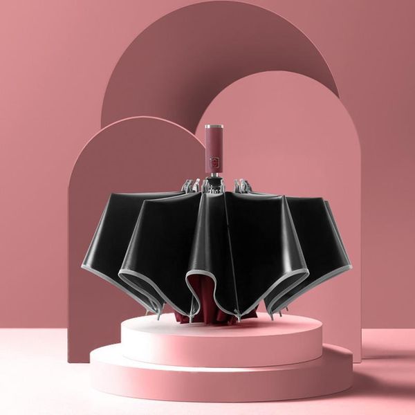 

30# matic umbrella reverse folding business umbrella with reflective strips umbrellas rain for men women black jllkvd