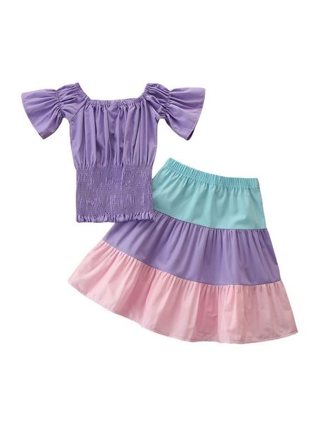 

clothing sets summer toddler infant baby girl set breathable short sleeve and skirt two-piece suit cute clothes 1-6years, White