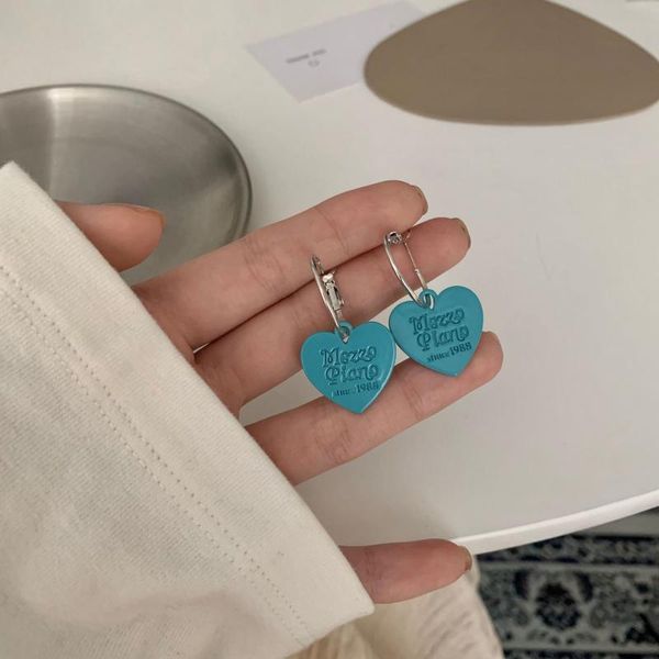

stud blue love circle earrings female summer fashion style vintage simple peach heart women jewelry, Golden;silver