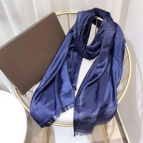 

designer silk scarf fashion man womens luxury 4 seasons shawl scarf brand letter scarves size 180x70cm 6 color high quality, Blue;gray