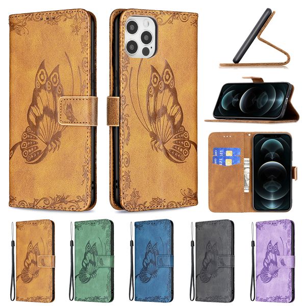 

fashion big butterfly wallet leather cases for iphone 13 12 11 pro max mini xr xs 8 7 se2 flower credit id card slot holder stand cover magn