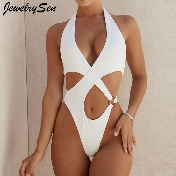 

women one piece solid swimsuit vintage summer monokini high leg cross neck swimwear 2xl bathing suit maillot de bain femme