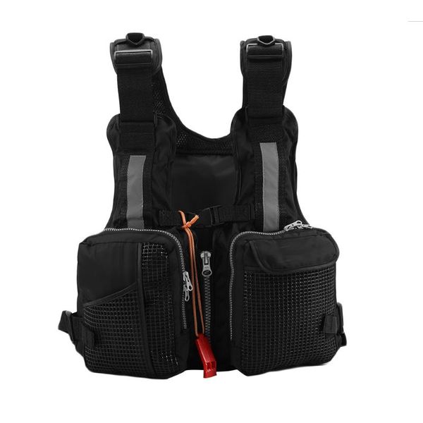 

life vest & buoy adults 70n adjustable multi-pocket belt bright reflective stripe lifesaving jackets with whistle for fishing sailing