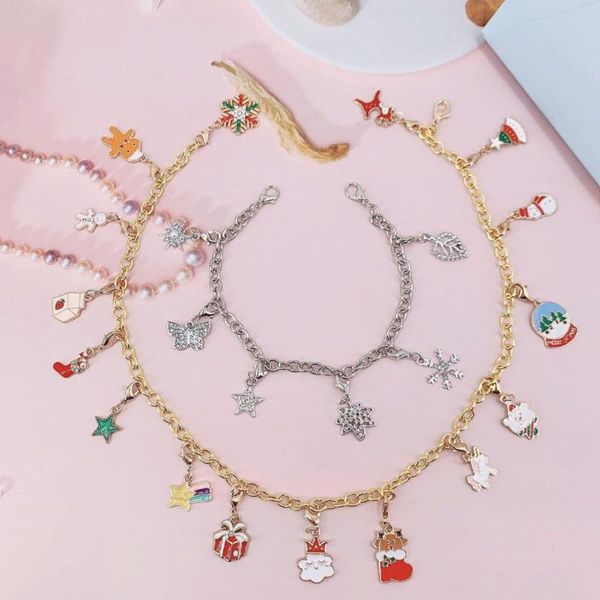 

earrings & necklace 1 set christmas advent calendar snowflake leaf five-pointed star sweet decoration bracelet for party, Silver
