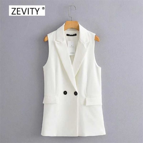 

women simply sleeveless double breasted vest jacket office ladies wear casual suit waistcoat pockets outwear ct514 211006, Black;white