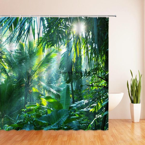 

shower curtains forest plant waterproof bath screen set with 12pcs hooks landscape curtain bathroom for home decoration