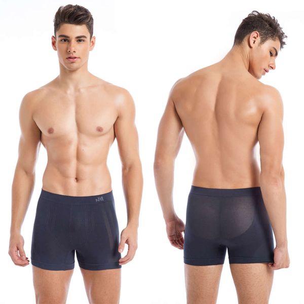 

summer thin men's underwear modal one-piece meat through mesh boxers middle waist, Black;white