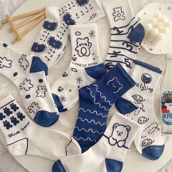 

version blue cartoon long autumn winter, Black;white