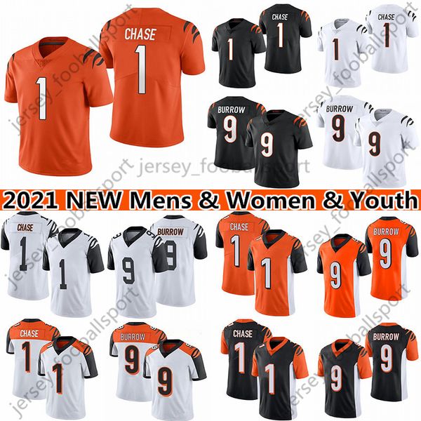 

1 ja'marr chase 9 joe burrow 28 mixon football jersey 85 tee higgins 18 a.j. green mens women youth jerseys, Black;red