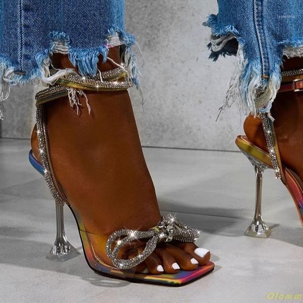 

sandals summer high heel for women bow rhinestones nightclub party women's shoes crystal wine glass1, Black