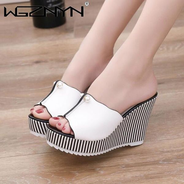 

slippers 2021 summer style arrived platform wedges sandals women fashion high heels female woman shoes, Black