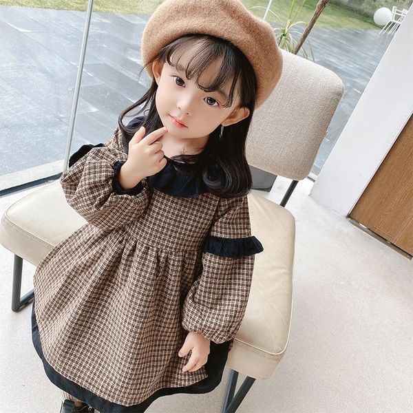 

girl's dresses 2021 spring autumn children plaid dress girls kids casual cute vestidos long sleeve baby girl clothes for, Red;yellow
