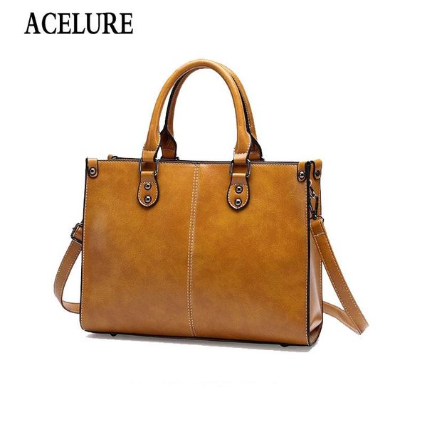 

acelure vintage fashion women shoulder bag female high capacity causal totes for daily shopping solid color ladies large bucket