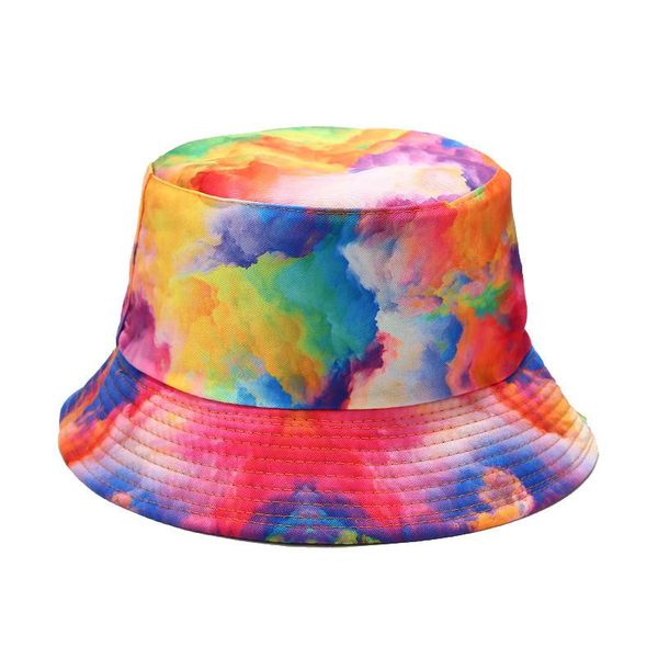 

2021 women men bucket hat tie dye harajuku flower contrast colored reversible packable wide brim sun visor hip hop cotton fisherman, Blue;gray