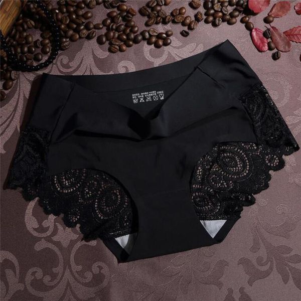 

women's panties women set lace briefs ice silk seamless underwear thong lingerie transparent underpants string pants, Black;pink