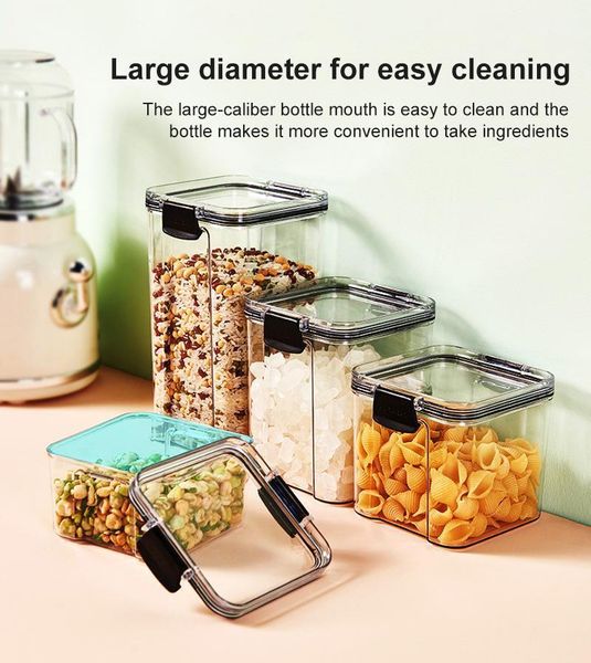 

sealed household whole grains kitchen storage grade transparent plastic box for accessories bottles & jars