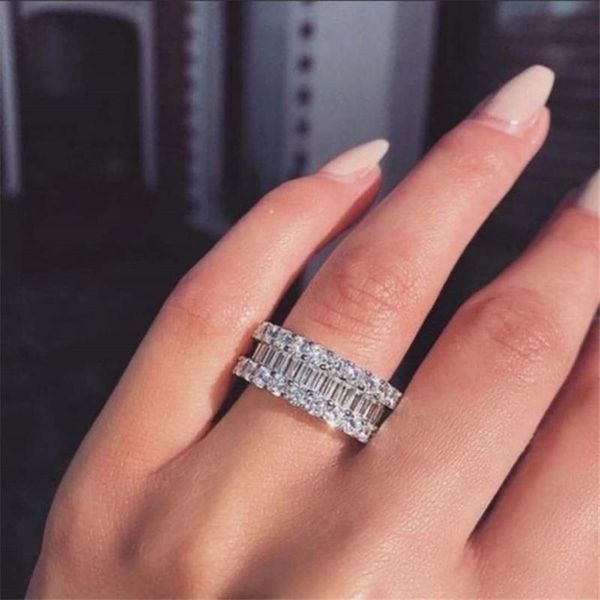 

wedding rings romantic white crystal zircon women's 'ring exquisite engagement famale jewelry hand accessories, Slivery;golden