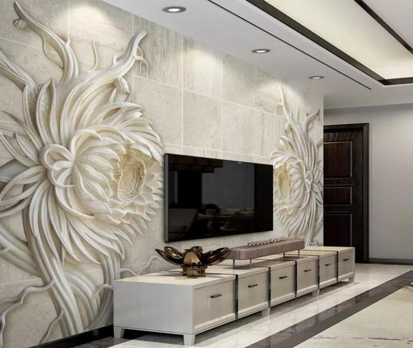 

wallpapers cjsir custom po wallpaper mural relief sandstone texture stone carving sunflower 3d stereo tv background wall home decors