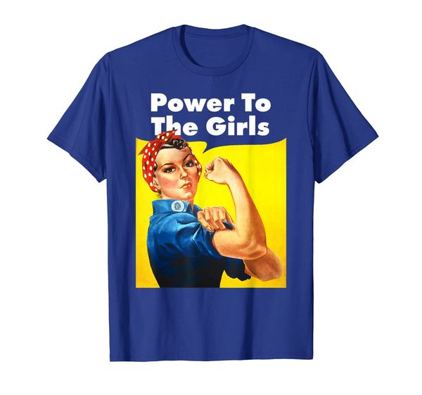 

power to the girls feminist women rosie the riveter t-shirt, White;black