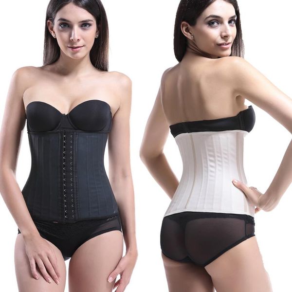 

women's shapers waist trainer corset belly slim belt body shaper modeling strap 25 steel boned cincher gaine amincissante, Black;white