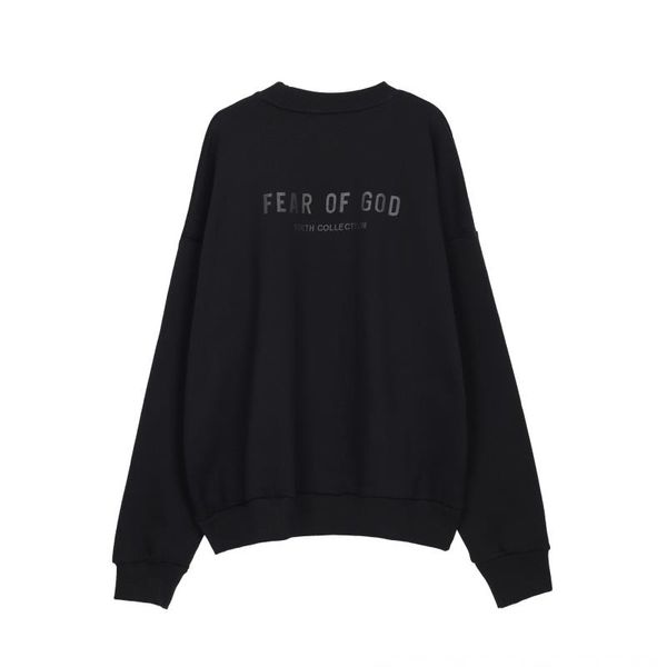 

ovflv street of god neck 20ss fog fear high back pullover round tide pullover pulloversweater letter men's and 6th sweater women's, Black