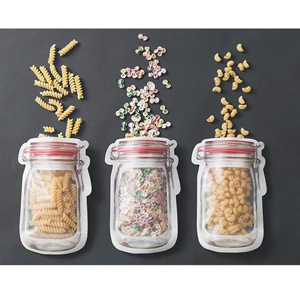 

storage bottles & jars reusable mason jar zipper bag grocery candy can food portable nut biscuit kitchen snack
