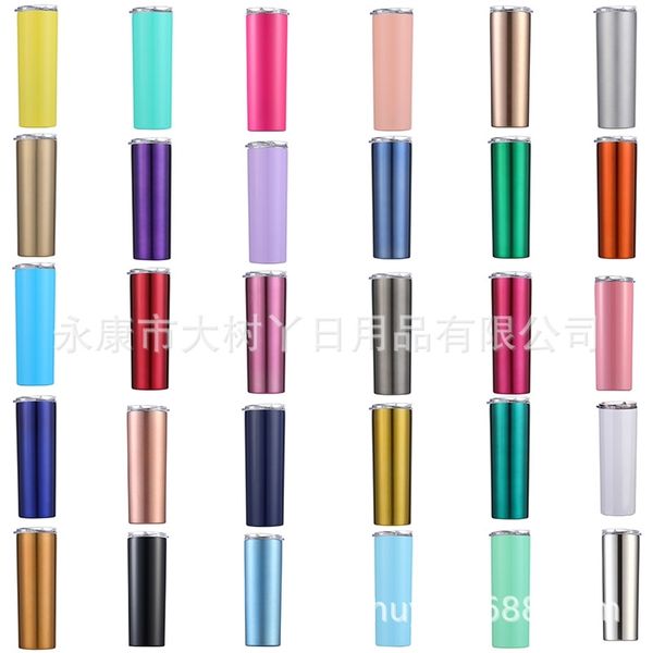 

Factory stretched double-layer stainless steel thermos gradient straw straight body cup skinny tumbler, White