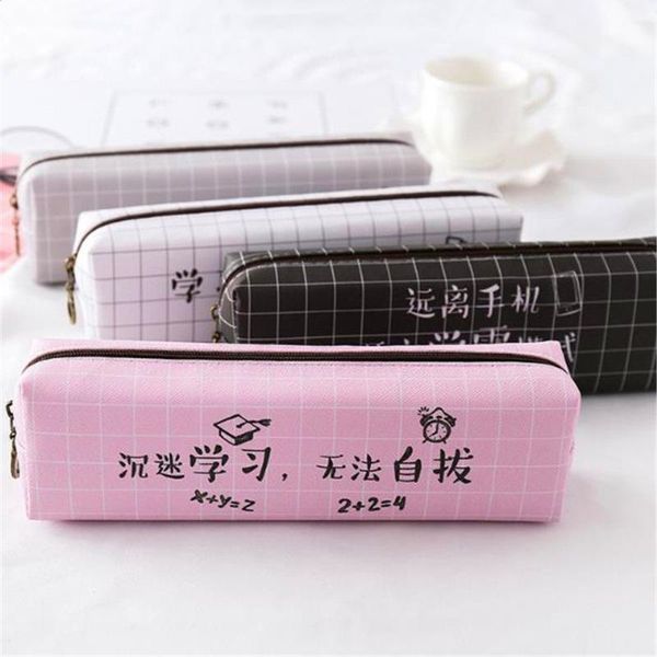 

pencil bags kawaii simple chinese trendy words pen bag box for kids gift cosmetic stationery pouch school supplies